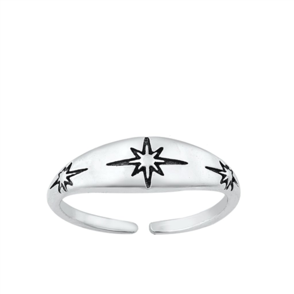 Toe Rings Sterling Silver Star Adjustable Toe Ring